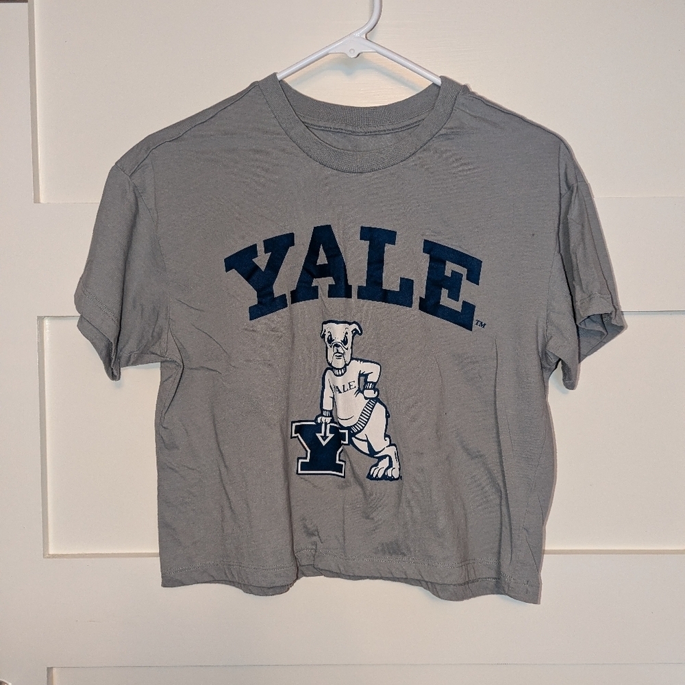 Women's Juniors Yale University Cropped gray T-shirt size medium.